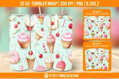 Cupcakes Tumbler Wrap Designs, Sublimation Wrap Product Image 1