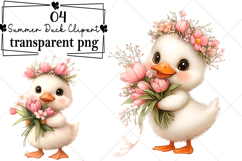 Whimsical Summer Duck Clipart Watercolor PNG Product Image 1