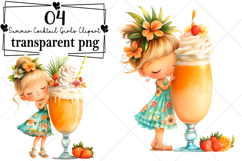 Whimsical Summer Cocktail Girls Clipart Watercolor PNG Product Image 1