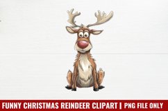 Funny Christmas Reindeer Clipart PNG Product Image 1