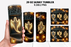 Ghost Skinny Tumbler 20oz Wrap Design, Halloween Tumbler PNG Product Image 1