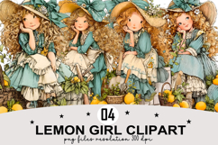 Whimsical Lemon girl clipart png Watercolor png Product Image 1