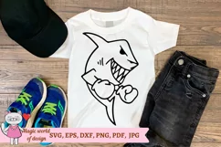 Shark in Boxing Gloves SVG , hand drawn cut file cricut Product Image 1