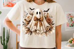 Vintage Floral Lace Ghost Halloween PNG Sublimation File Product Image 2