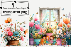 Whimsical Flower Clipart Watercolor PNG Product Image 1