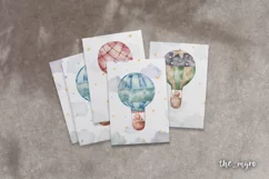 Hot air balloons watercolor with animals, baby art Product Image 10