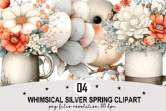 Whimsical Silver Spring Clipart Watercolor PNG Product Image 1