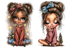 36 JPG Whimsical Cute Christmas Watercolor Girls Bundle Product Image 5