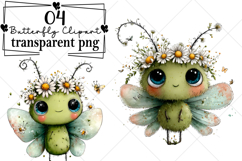 Whimsical Butterfly Flower Clipart Watercolor PNG Product Image 1