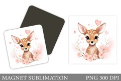 Cute Deer Magnet Sublimation. Valentines Deer Magnet Design Product Image 1