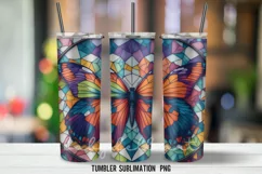 Stained Glass Butterflies Tumbler Wrap Sublimation PNG Product Image 4