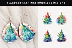 Watercolor Teardrop Earring Sublimation PNG Design Product Image 1