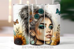 Floral Girl Tumbler Sublimation Design | 20oz Skinny Tumbler Product Image 1