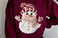 Christmas Crochet PNG Faux Yarn Crochet Snowman PNG Product Image 3