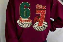 Embroidery Six Seven 6 7 Christmas PNG, Trendy Christmas Png Product Image 2