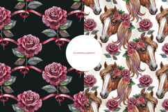 Roses and Horses. Watercolor Clipart Set Product Image 8