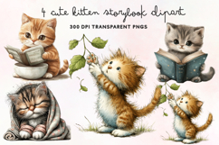 Cute Kitten Storybook Clipart PNG Product Image 1