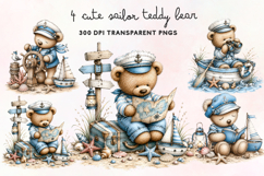 Cute Sailor Teddy Bear Clipart PNG Product Image 1
