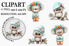 Whimsical Woodland Christmas Clipart Watercolor PNG Product Image 1