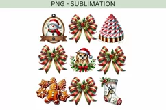 Coquette Christmas Bow PNG | Custom Red and Green Holiday Product Image 3