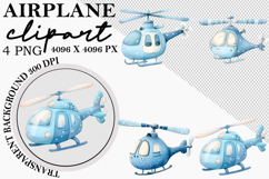 Whimsical Airplane Clipart Watercolor png Product Image 1