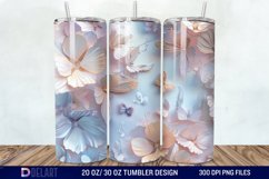 3d Pastel Butterflies &amp; Flowers Tumbler Wrap Product Image 1
