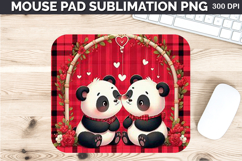 Watercolor Panda Mouse Pad Sublimation - Valentines PNG Product Image 1