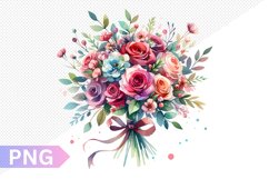 Wedding Floral Bouquet Sublimation - Clipart PNG Design Product Image 1