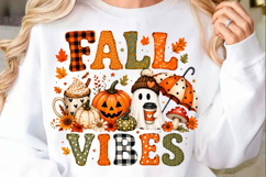 Fall Vibes Ghost Pumpkin PNG Product Image 1