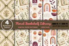 Floral Bookshelf Library Digital Pattern JPG Product Image 1