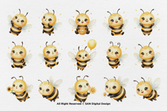 15 Bundle Watercolor Boy Bee Baby Honey Sting Fly Buzz Product Image 8