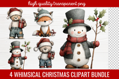 4 Whimsical Christmas Clipart | Cute Festive Holiday PNG Product Image 1