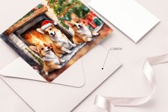 Watercolor cards with corgis for Christmas. Puppies Product Image 3