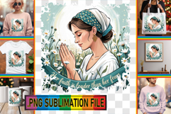 Vibrant TOTE BAG Gift PNG, Praying Woman Product Image 1
