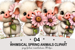 Whimsical Spring Animals Clipart Png Watercolor png Product Image 1