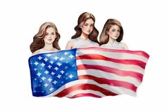 USA Independence Day Girls Clipart Set, 4th of July clipart Product Image 10