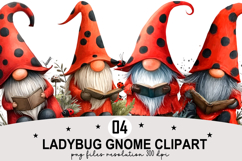 Whimsical Ladybug Gnome Clipart Watercolor png Product Image 1