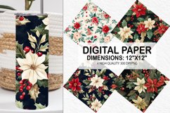 Christmas Floral Seamless Digital Paper-Christmas Background Product Image 1