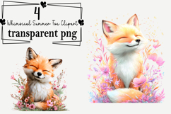 Whimsical Summer Fox Clipart Watercolor PNG Product Image 1