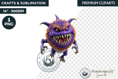 Halloween Little Monster Clipart Png, Spooky Cute Fantasy Product Image 1