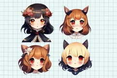 Kawaii clipart, Chibi clipart, 27 PNG Digital download Product Image 9