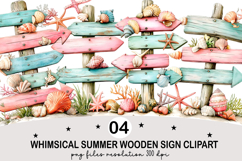 Whimsical Summer Wooden Sign Clipart Watercolor png Product Image 3