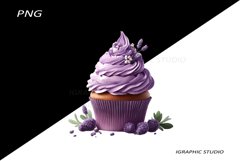 Lavender Cupcake Clipart, Floral Cupcake Clipart Product Image 1