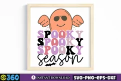 Spooky season SVG, Halloween SVG, Reto Cute Ghost SVG Product Image 4