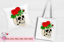 Skull with Roses Svg, Layered Svg, Sugar Skull Svg Product Image 7