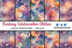 Fantasy Watercolor Glitter Background JPG Product Image 1