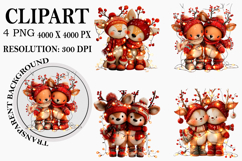 Whimsical santa reindeer clipart Watercolor PNG Product Image 1