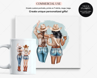 Cowgirls Besties Clipart Portrait Creator Product Image 6
