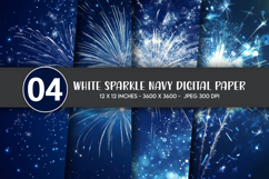White Sparkle Navy Digital Paper Product Image 1
