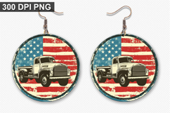 Truck Earring Sublimation PNG - 4th of July Earring Design Product Image 1